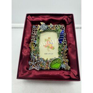 NEW Versailles Enamel and Bejeweled Photo Frame Shells Fish